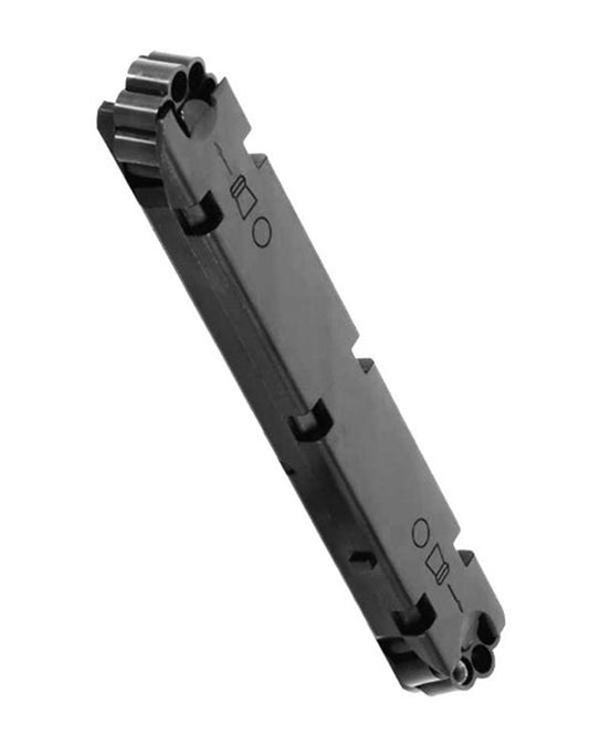 Gamo C-15, P-27, P-430 .177 caliber 16-round dual-sided air rifle and BB magazine in black, shown front and side view.