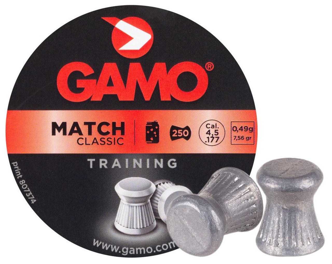 Gamo Match .177 cal 7.56 grain wadcutter pellets 250 count tin