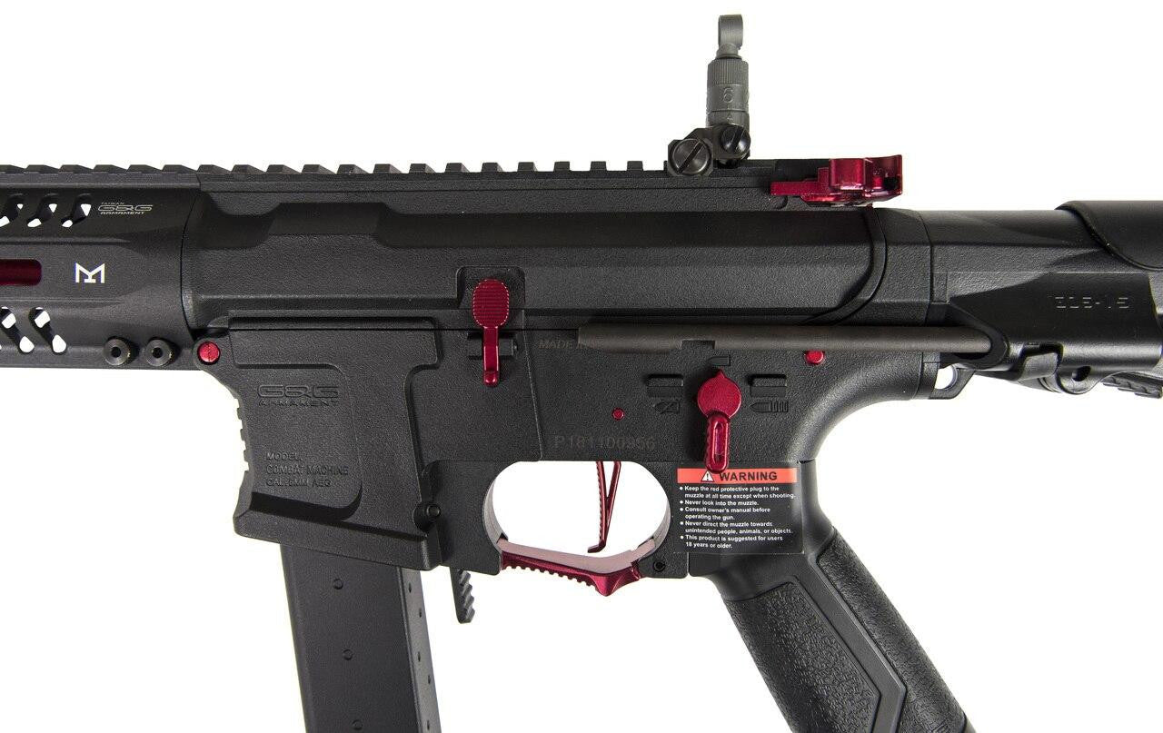 Close-up of red trigger and controls on G&G CM16 ARP9 Fire