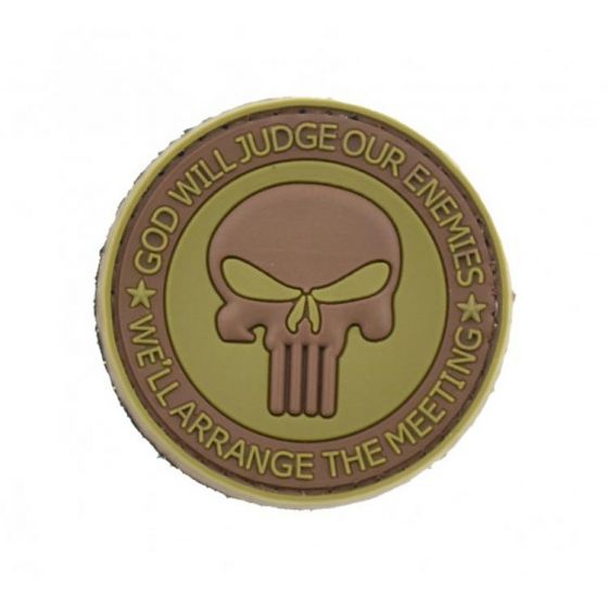 "God Will Judge Our Enemies" PVC Patch, Tan/Black