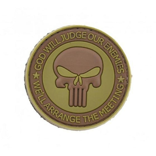 "God Will Judge Our Enemies" PVC Patch, Tan/Black