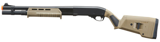 Close-up of M-LOK Handguard and Pump Action Grip