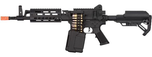 Golden Eagle MCR Short Barrel LMG Airsoft Rifle in black available at Gray Dragon Airsoft