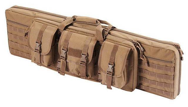 Guawin 42" Double Gun Bag Khaki - Front View with Reinforced Zippers and Handles