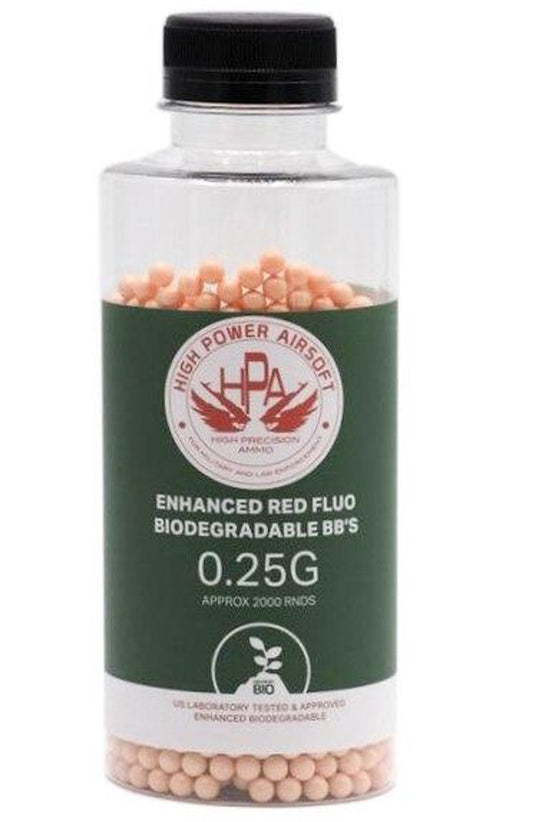 HPA 0.25g FLUO Red Tracer Biodegradable Airsoft BBs – 2000 Round Bottle for Night Games