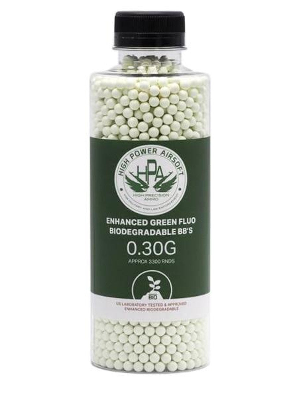 HPA 0.30g Biodegradable Airsoft BBs – 3300 Round Bottle for Long-Range Tactical Use