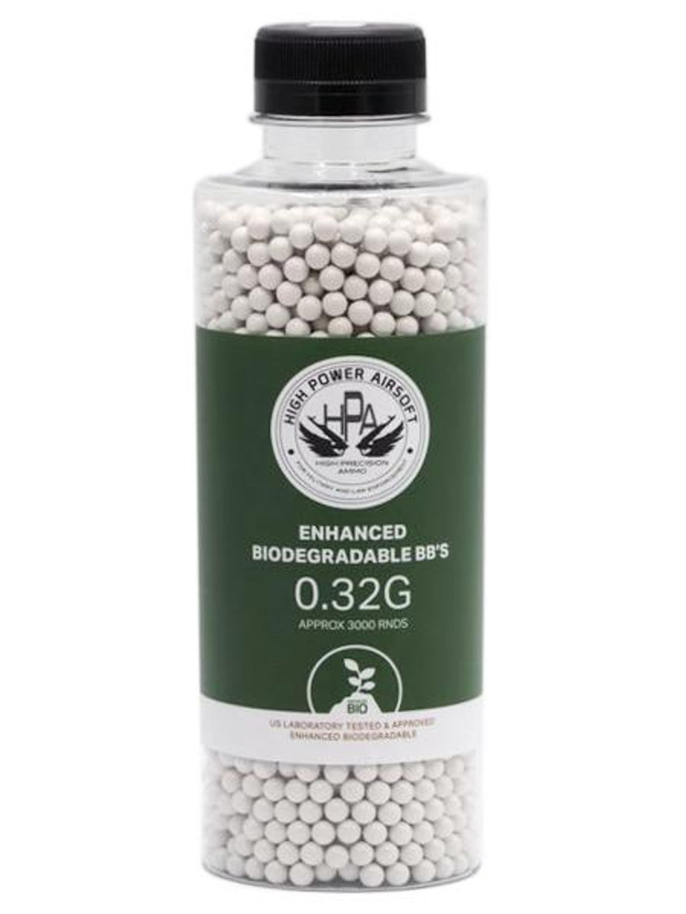 HPA 0.32g Biodegradable Airsoft BBs 3000 Rounds White Bottle