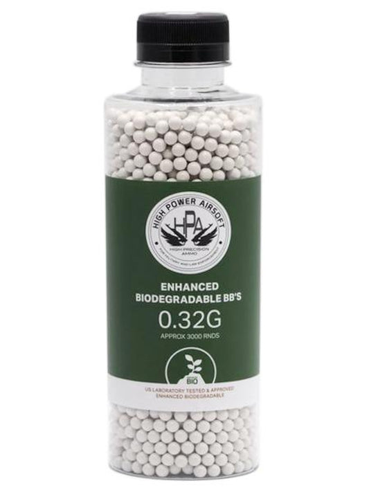HPA 0.32g Biodegradable Airsoft BBs 3000 Rounds White Bottle