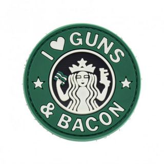 "I Love Guns" PVC Patch, Black/OD Green