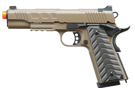 KJW Competition Style M45 KP-16 CO2 Gas Blow Back Airsoft Pistol, Tan