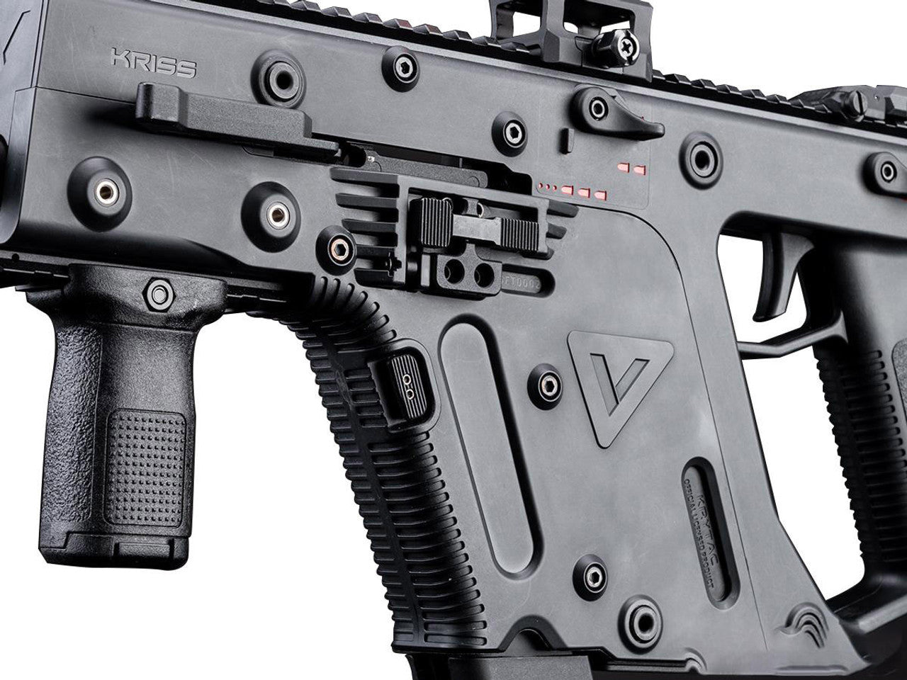 Close-up of Krytac KRISS Vector selector switch and receiver details