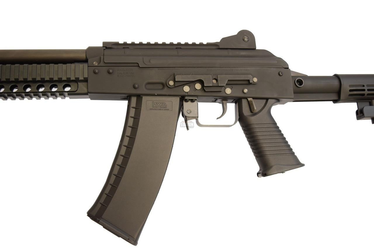 KWA AKG-KCR airsoft rifle magazine and ergonomic handguard in black