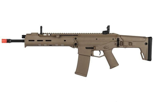 Side profile of KWA PTS Masada GBB Airsoft Rifle in FDE/Tan
