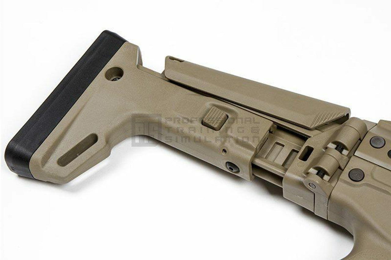 Folding stock and buffer tube close-up on KWA Masada
