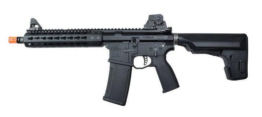 KWA PTS Mega Arms MKM AR-15 CQB Gas Airsoft Rifle, black side profile
