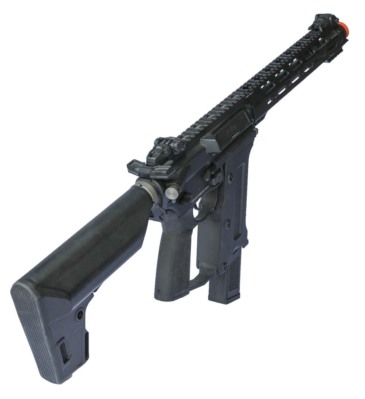 Angled view of the Ronin TK.45 with magazine inserted and flash hider
