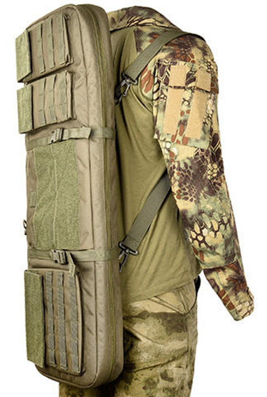 Lancer Tactical 1000D Nylon 3-Way Carry 35" Double Rifle Gun Bag Green - Player Carrying the Rifle Bag