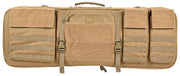 Lancer Tactical 1000D Nylon 3-Way Carry 35" Double Rifle Gun Bag Khaki _  Back Side View with Pockets and Strap