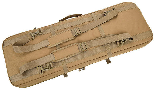 Lancer Tactical 1000D Nylon 3-Way Carry 35" Double Rifle Gun Bag Khaki - Durable Tactical Storage for Dual Rifles