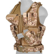 Lancer Tactical 1000D Nylon Airsoft Combat Vest – Left side view with pistol holster and multiple pockets