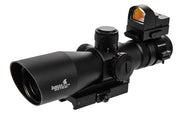 Right angel view Lancer Tactical 3-9x42 Hybrid Rifle Scope with Backup Micro Red Dot Sight and QD Mount - Matte Black