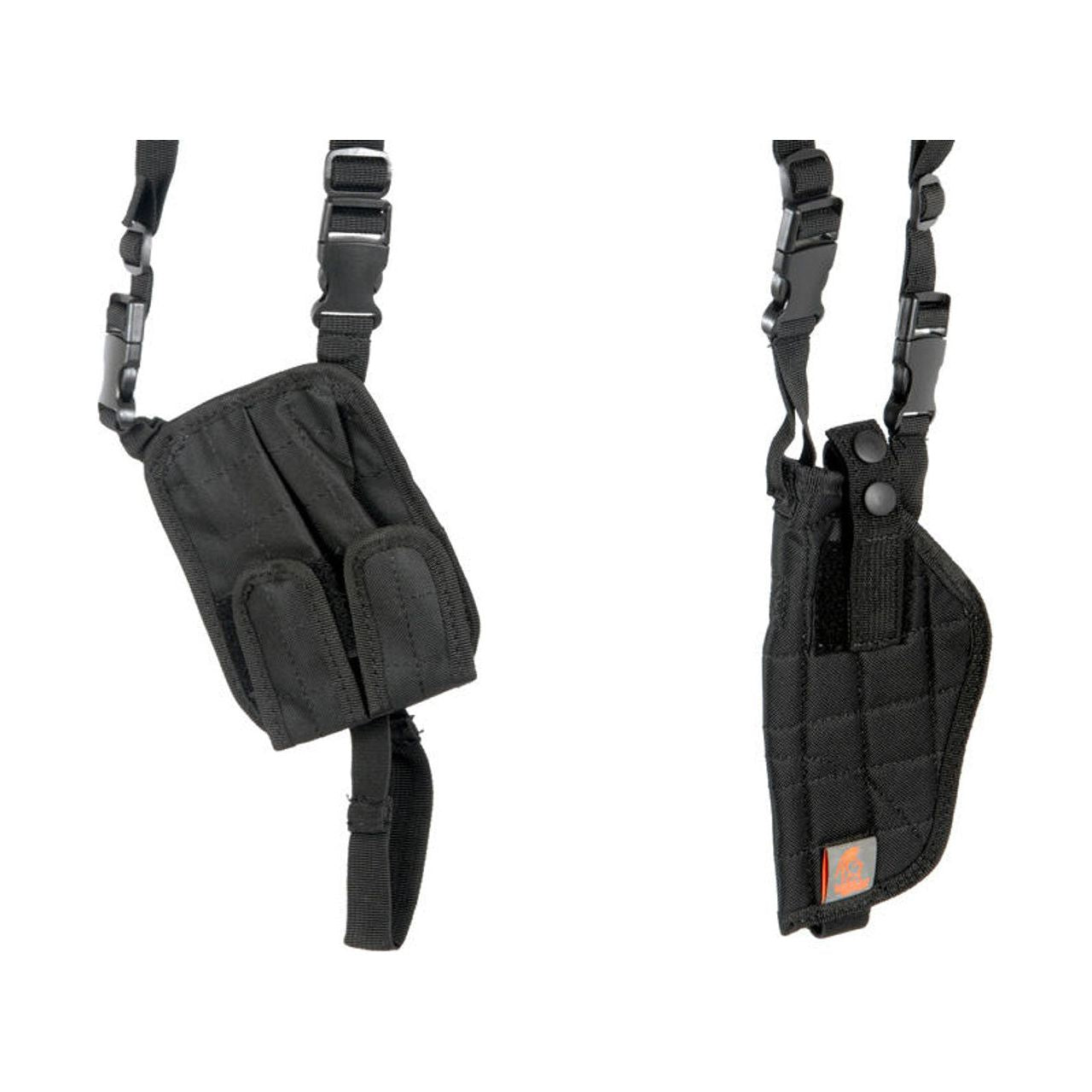 "Lancer Tactical 349BN Nylon Vertical Shoulder Holster in Black, made from durable nylon, designed for quick access, adjustable fit, and secure retention for medium to large pistols.