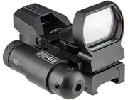 Lancer Tactical 4-reticle reflex sight with integrated red laser right angel view of Lense and laser