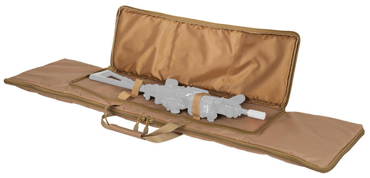 Lancer Tactical 47" Nylon Gun Bag Coyote Brown - Side Pockets and Gear Storage