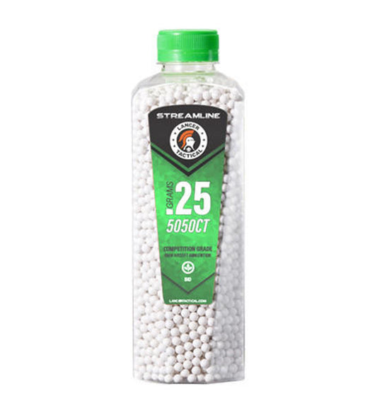 Lancer Tactical 0.25g White Biodegradable Airsoft BBs – 5050 Round Bottle