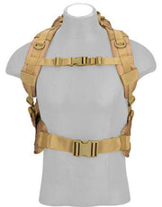 Lancer Tactical 600D Nylon EDC Fast Molle Backpack Khaki - Front Side View of Player with Straps in Front