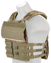 Close-up of Lancer Tactical 600D Polyester Tactical Vest, showing multiple pockets and pouches for Airsoft gear