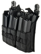 Lancer Tactical Adaptive Hook And Loop Triple Dual Mag Pouch, Black