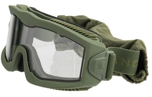 "Lancer Tactical AERO Series green airsoft goggles with dual pane anti-fog lenses