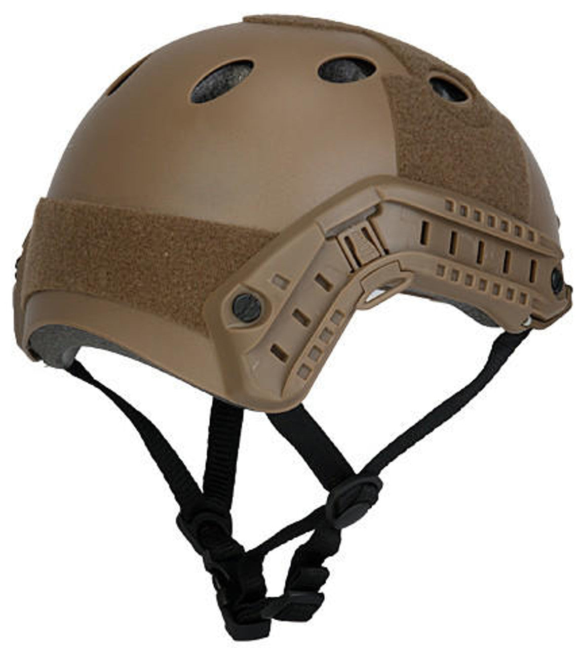 Lancer Tactical Airsoft Helmet in Dark Earth, Side View