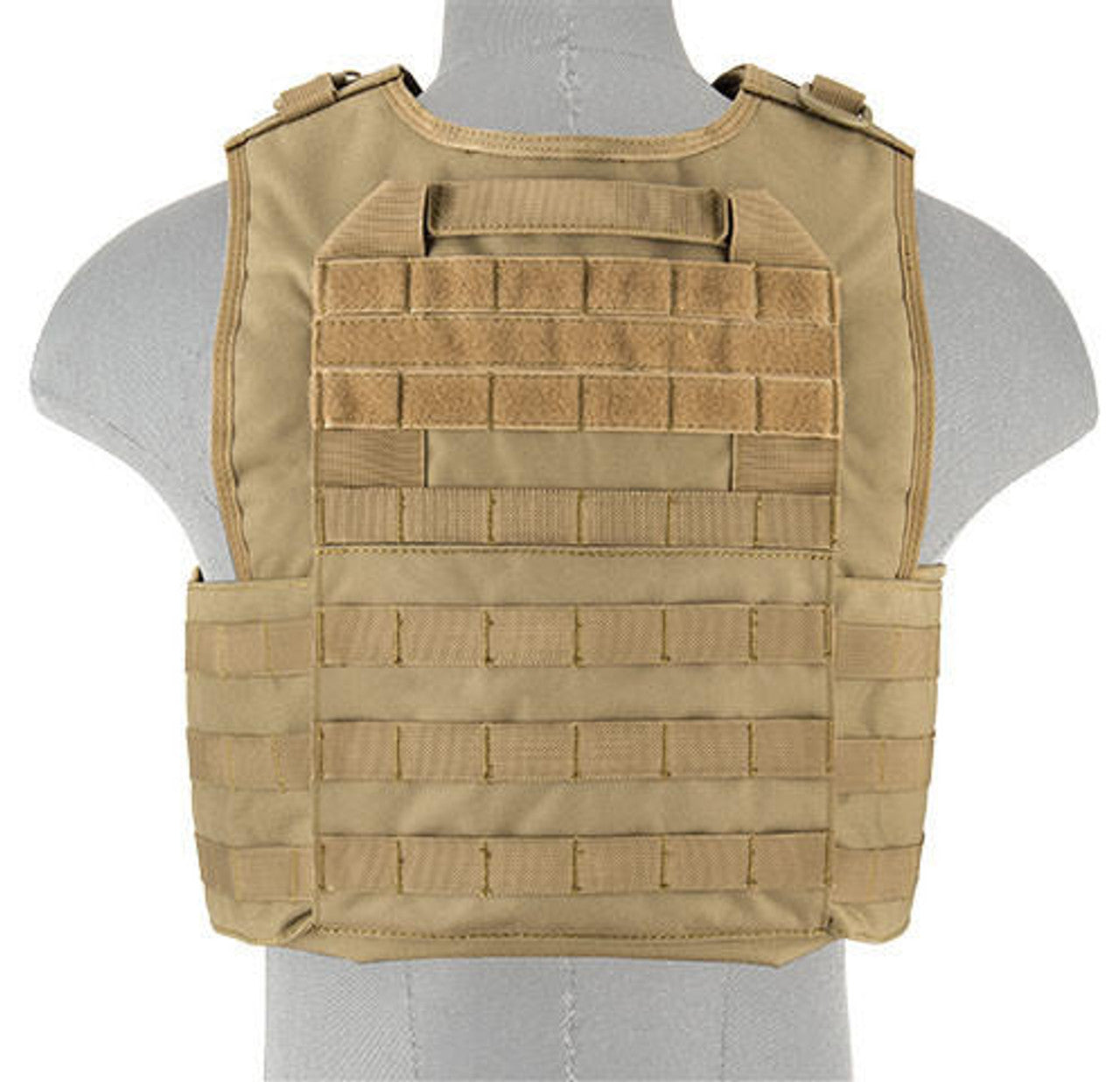 Back view of the Lancer Tactical Battle 1000D Nylon Plate Carrier showing MOLLE webbing for additional pouch attachment and secure gear storage