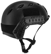 Side profile of Lancer Tactical BJ Type 'Basic Version' Helmet in black, size Medium, showcasing its sleek design, ventilation, and comfortable fit, available at Gray Dragon Airsoft.