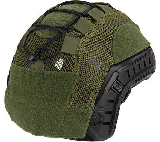 Lancer Tactical BUMP Helmet Cover in Medium, OD Green – Front view showing the durable construction and adjustable fit