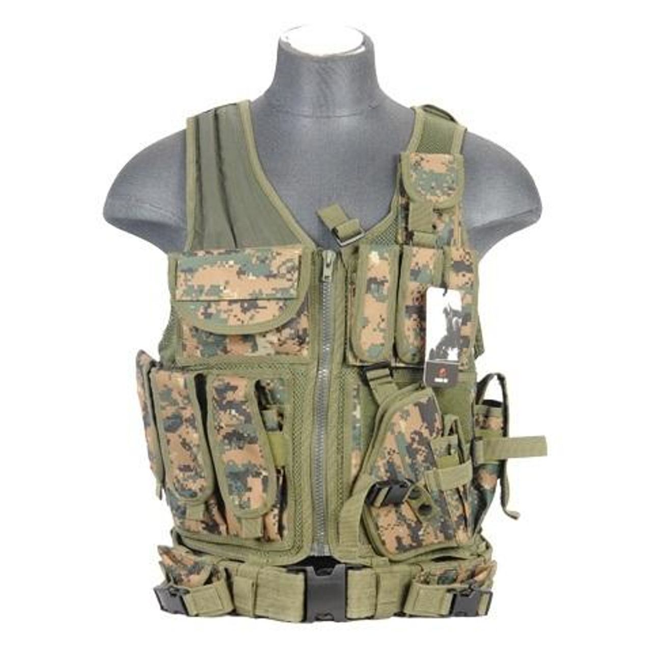 Lancer Tactical Cross Draw Vest – Digital MARPAT, Adjustable MOLLE Gea ...