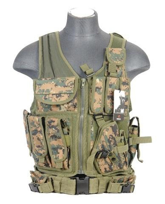 Digital MARPAT Lancer Tactical Cross Draw Tactical Vest with MOLLE webbing and adjustable straps