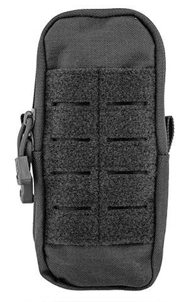 "Lancer Tactical Enclosed Magazine Pouch in Black, designed to hold most standard-sized magazines, featuring durable 1000D Nylon construction, enclosed design for protection, and MOLLE compatibility