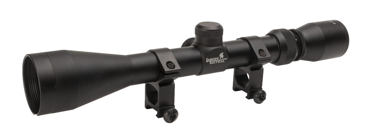 Lancer Tactical full sized 3-9x40 metal rifle scope in black