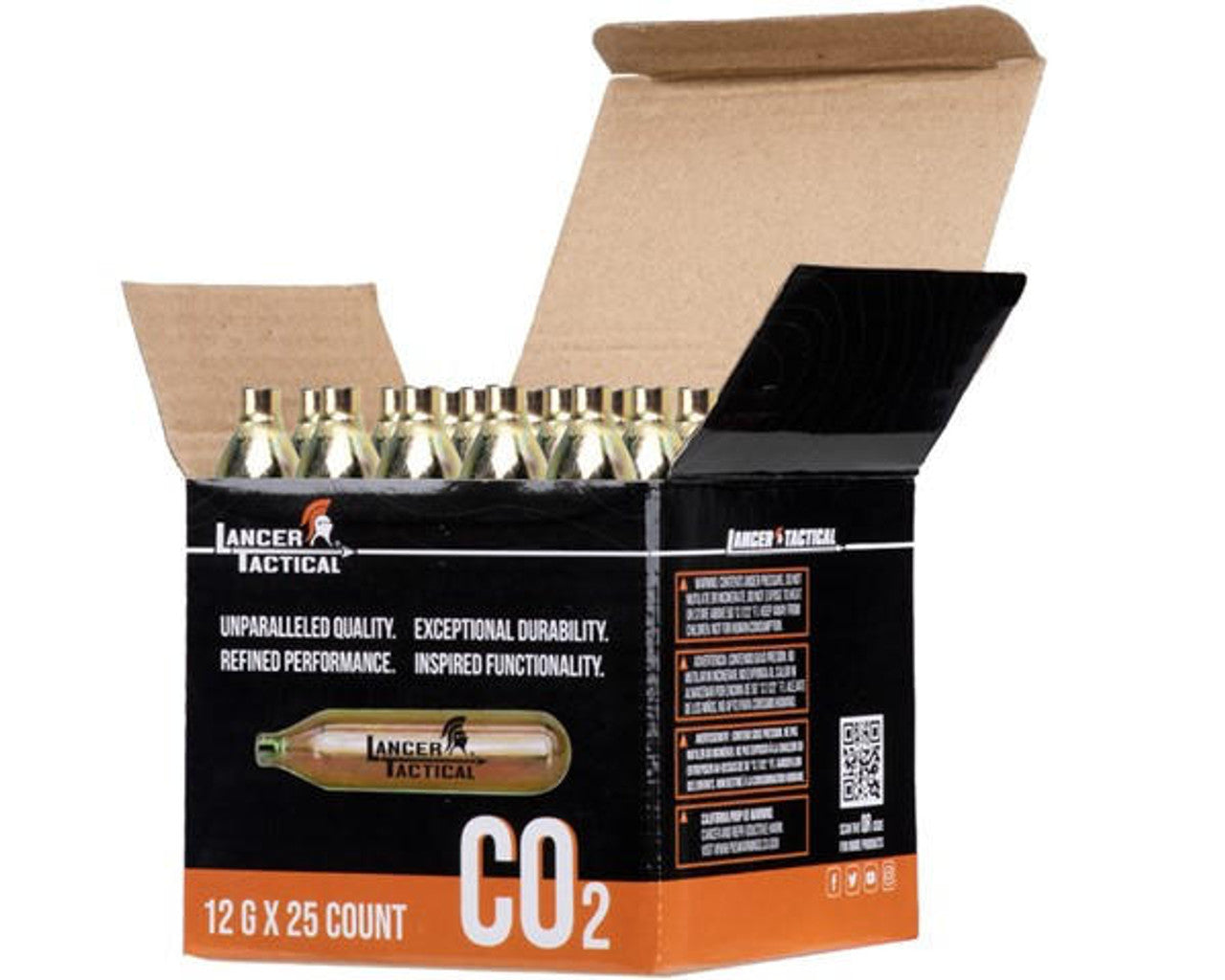 Lancer Tactical 12g CO2 Powerlets – 25 Pack Bulk Box – Airsoft and Airgun Compatible