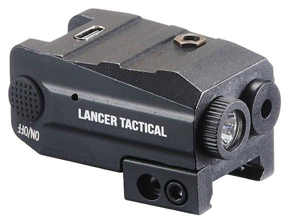 Lancer Tactical Low Profile Picatinny Flashlight w/ Red Lase right side view