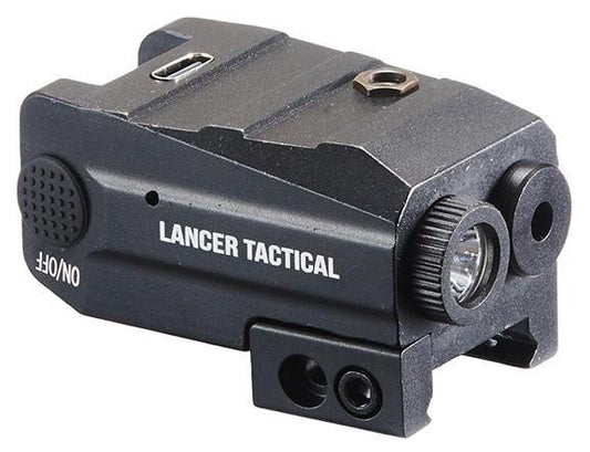Lancer Tactical Low Profile Picatinny Flashlight w/ Red Lase right side view