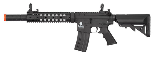 Lancer Tactical M4 SD Gen 2 AEG Airsoft Rifle in black with mock suppressor