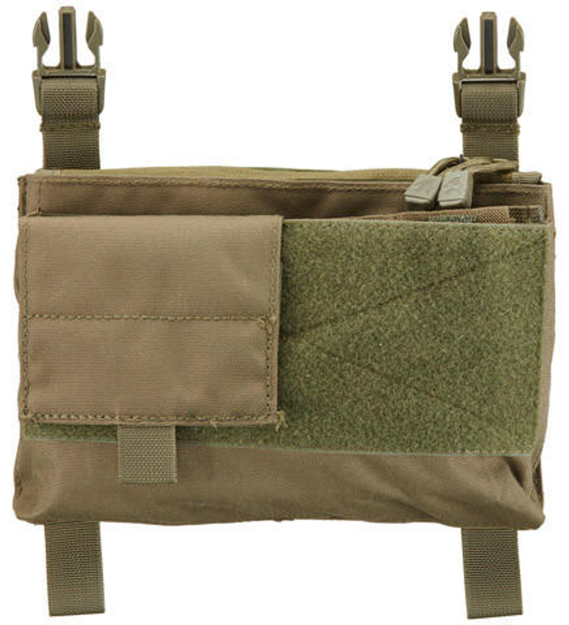 "Lancer Tactical MK4 Fight Chassis Buckle Up Pouch Panel in OD Green, made from heavy-duty nylon fabric with quick-release buckles and spacious interior pockets. MOLLE compatible for versatile attachment.