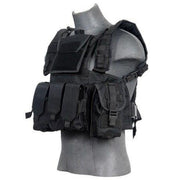 Lancer Tactical black chest rig with pouches and MOLLE webbing