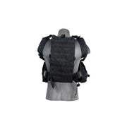 Lancer Tactical black chest rig with pouches and MOLLE webbing - Back Side View