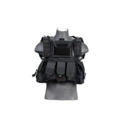 Front view of Lancer Tactical modular chest rig in black