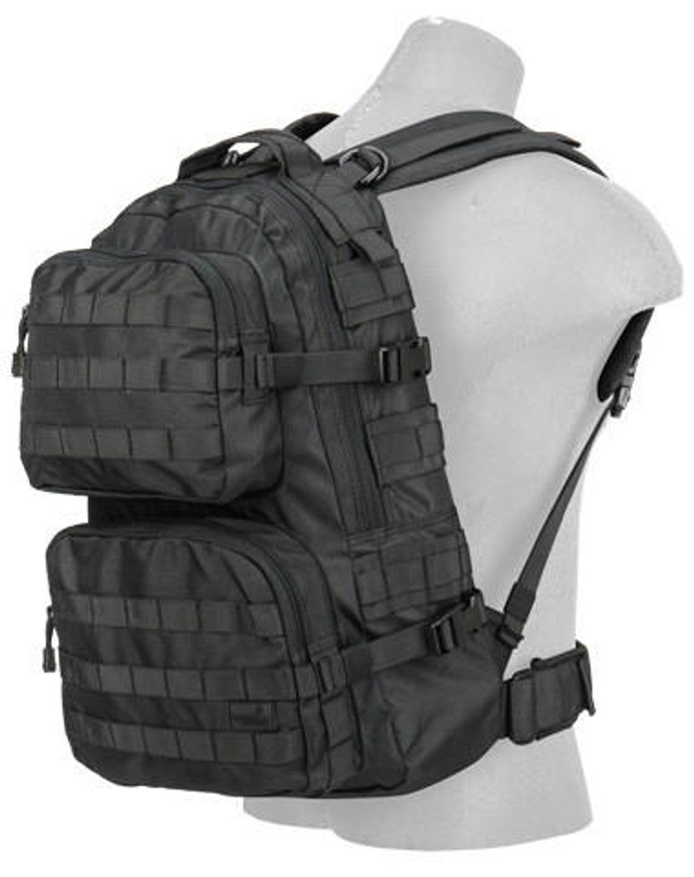 Lancer Tactical Multi-Purpose Operator Backpack in sleek black, featuring a rugged, water-resistant construction and ample storage for military and outdoor gear